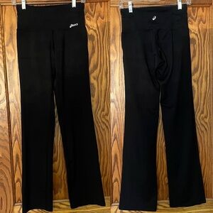 ASICS Athletic Straight Leg Boot Cut Yoga Pants Workout  Small Black Retro